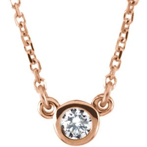 Diamond Solitaire 14k Rose Gold Pendant Necklace, 18" (1/4 Cttw)