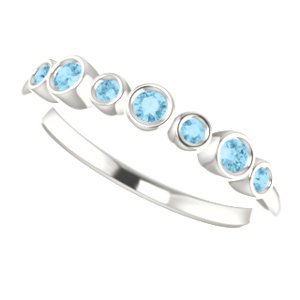 Aquamarine 7-Stone 3.25mm Ring, Sterling Silver, Size 6