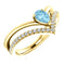 Aquamarine Pear and Diamond Chevron 14k Yellow Gold Ring (.145 Ctw, G-H Color, I1 Clarity)