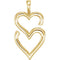 Double Heart Pendant, 14k Yellow Gold