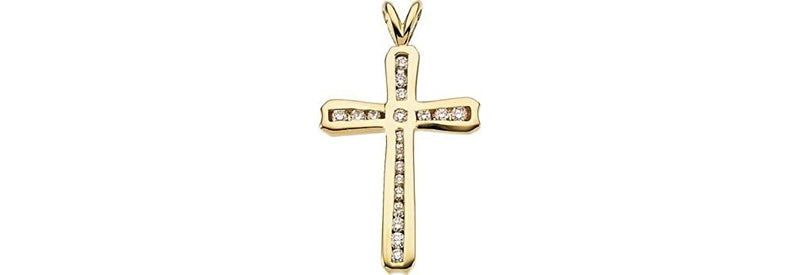 Chapel Diamond Cross 14k Yellow Gold Pendant