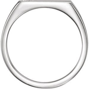 Men's Diamond 3-Stone Past, Present, Future Signet Ring, Rhodium-Plated 14k White Gold (.10 Ctw, G-H Color I1 Clarity)
