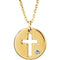 Diamond Pierced Cross Disc Pendant Necklace in 14k Yellow Gold (.03 Ctw, Color G-H, Clarity I1)