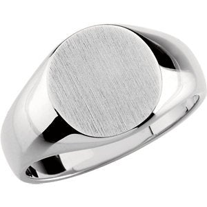 Platinum Men's Brushed Signet Ring (14x12mm)