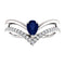 Chatham Created Blue Sapphire Pear and Diamond Chevron Sterling Silver Ring (.145 Ctw,G-H Color, I1 Clarity)