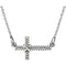 Rope-Trim Sideways Cross Necklace, Rhodium-Plated 14k White Gold, 16.5" (8.65x16MM)