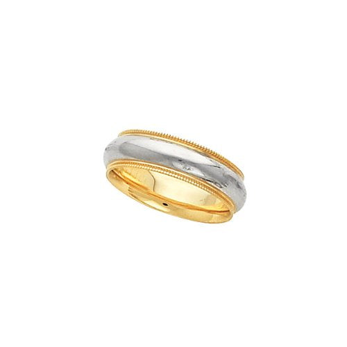 14k White and Yellow Gold Comfort Fit Milgrain Band Sizes 4 to 13
