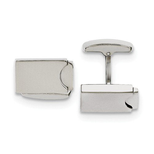 Stainless Steel Polished Rectangle Cuff Links, 19X12MM