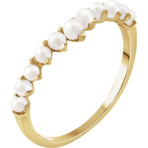 White Freshwater Cultured Pearl Ring, 14k Yellow Gold, Size 7 (2.50MM, 2.10MM, 2.40MM, 2.30MM, 2.00MM)