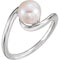 Platinum White Freshwater Cultured Pearl Bypass Ring (7.5-8.00 mm)