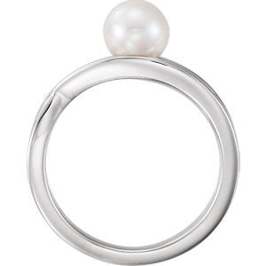 Platinum Freshwater Cultured Pearl Solitaire Ring (6-6.5mm)