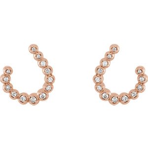 Diamond Crescent J-Hoop Earrings, 14k Rose Gold (.25 Ctw, GH Color, I1 Clarity)