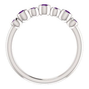 Amethyst 7-Stone 3.25mm Ring, Rhodium-Plated 14k White Gold