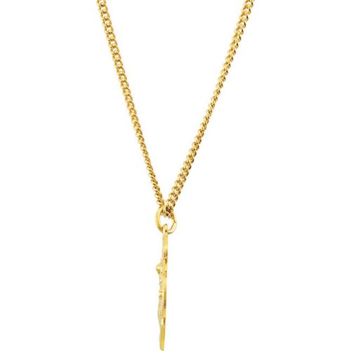 24k Yellow Gold Plated St. Michael Badge Necklace, 24"