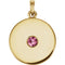 Round Pink Tourmaline Disc Pendant, 14k Yellow Gold