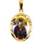 14k Yellow Gold Our Lady of Perpetual Help Hand-Painted Porcelain Medal (17x13.5 MM)