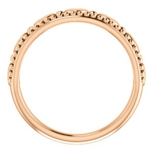 Stackable Beaded Heart Comfort-Fit Ring, 14k Rose Gold