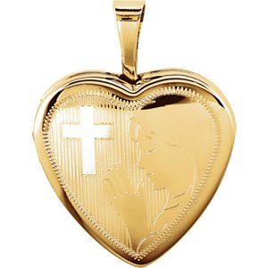 Milgrain Edge Heart 14k Yellow Gold Plated Sterling Silver Prayer Locket (15.80X16.00 MM)