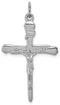 Rhodium-Plated Sterling Silver INRI Crucifix Pendant, 1.50x.87 Inches (38x22 MM)