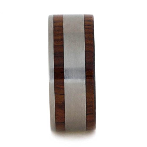 Honduran Rosewood 9mm Matte Titanium Comfort-Fit Wedding Ring