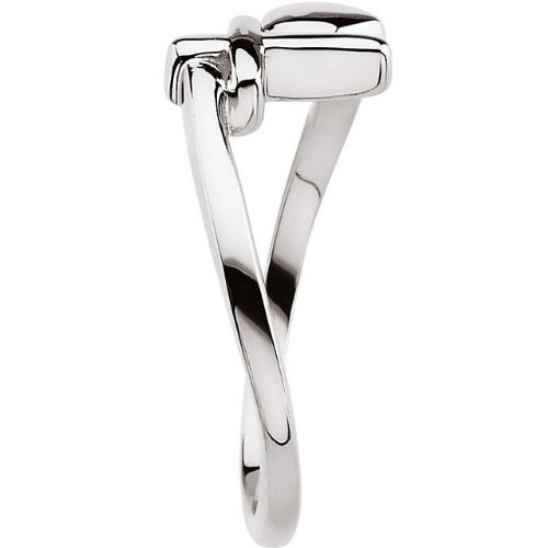 Sterling Silver Cross and Heart Chastity Ring, Size 6 to 7