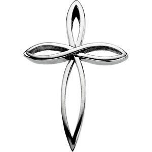 Loop Cross Rhodium-Plated 14k White Gold Pendant (36.5x26.25 MM)