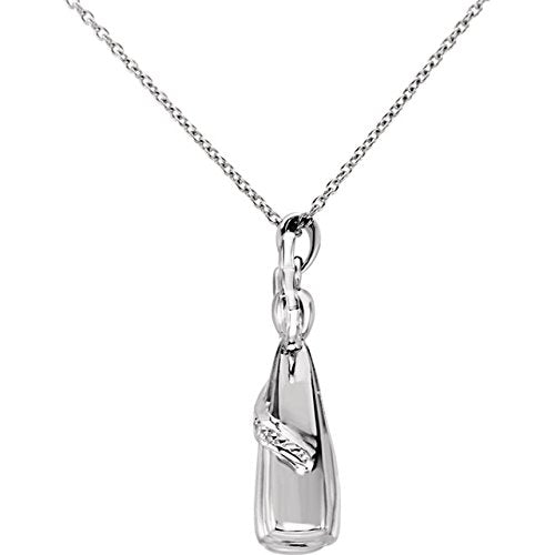 CZ Angel Ash Holder Pendant Necklace, Rhodium Plate Sterling Silver, 18"