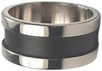 Black Enamel Inlay 8mm Comfort Fit Brushed Titanium Wedding Band, Size 7.75