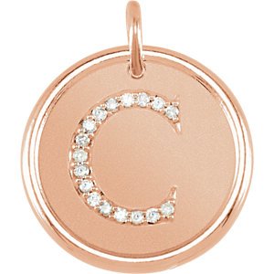 Diamond Initial "C" Pendant, 14k Rose Gold (.08 Ctw, Color G-H, Clarity I1 )