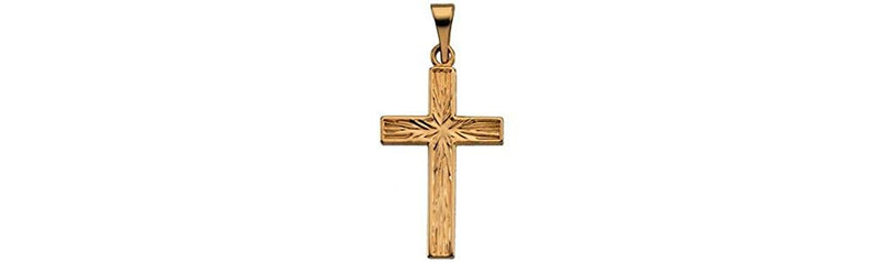 Engraved Christian Cross 14k Yellow Gold Pendant