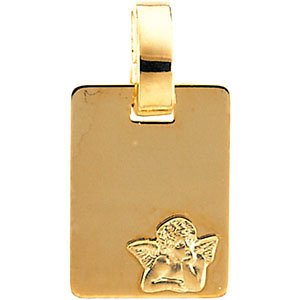 14k Yellow Gold Rectangle Angel Medal (12x9 MM)