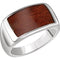 Men's Rectangle Cherry Wood Ring, Rhodium-Plated Sterling Silver, Size 11