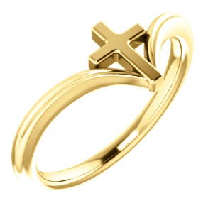 Petite Cross 14k Yellow Gold Ring