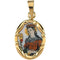 14k Yellow Gold St. Barbara Hand-Painted Porcelain Medal (13x10 MM)