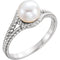 White Freshwater Cultured Pearl Rope Ring, Sterling Silver (7-7.5 mm)