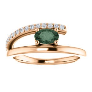 Chatham Created Alexandrite and Diamond Bypass Ring, 14k Rose Gold (.125 Ctw, G-H Color, I1 Clarity)