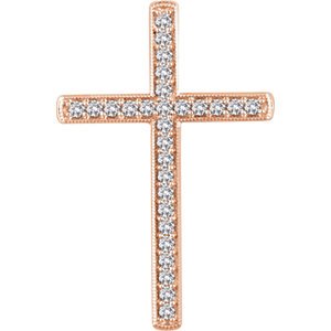 Diamond Chapel Cross 14k Rose Gold Pendant (.75 Ctw, H+ Color, I1 Clarity)