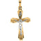 Two-Tone INRI Hollow Crucifix 14k Yellow and White Gold Pendant(24.50X16.5MM)