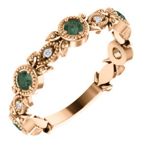 Alexandrite and Diamond Vintage-Style Ring, 14k Rose Gold (0.03 Ctw, G-H Color, I1 Clarity)