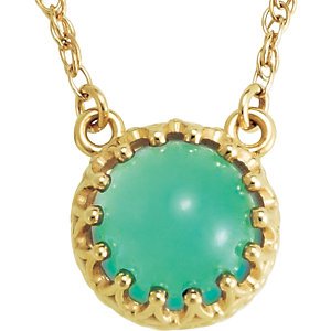 14k Rose Gold Cabochon London Blue Topaz Crown Design Necklace