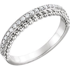 Platinum Diamond Beaded Ring, (1/4 Ctw, Color G-H, Clarity SI2-SI3), Size 6.75