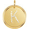 Diamond Initial "K" Round Pendant, 18k Yellow Gold-Plated Sterling Silver (.08 Ctw, Color G-H, Clarity I1 )