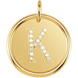 Diamond Initial "K" Round Pendant, 18k Yellow Gold-Plated Sterling Silver (.08 Ctw, Color G-H, Clarity I1 )