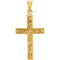 Embossed Flowers Cross 14k Yellow Gold Pendant