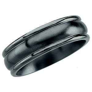 Men's Black Titanium 7.5mm Dome Comfort Fit Band