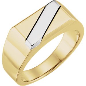 Men's Two-Tone Ring, 14k Yellow Gold and Sterling Silver Size 11.25