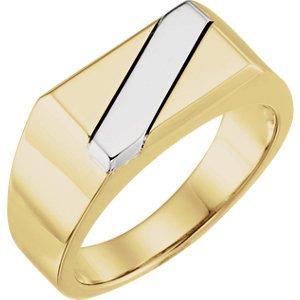 Men's Two-Tone 18k Yellow Gold and Platinum Ring, Size 11