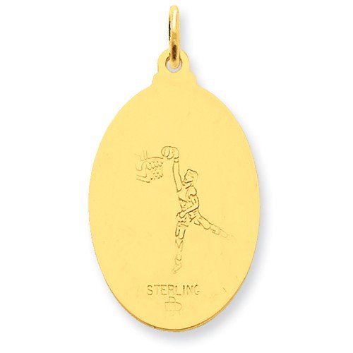 24k Gold-Plated Sterling Silver St. Christopher Basketball Medal