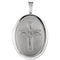 Oval Cross Satin-Brushed Sterling Silver Locket Pendant (19.20X15.00 MM)