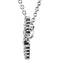 Rope-Trim Sideways Cross Necklace, Rhodium-Plated 14k White Gold, 16.5" (11.3x20.15MM)